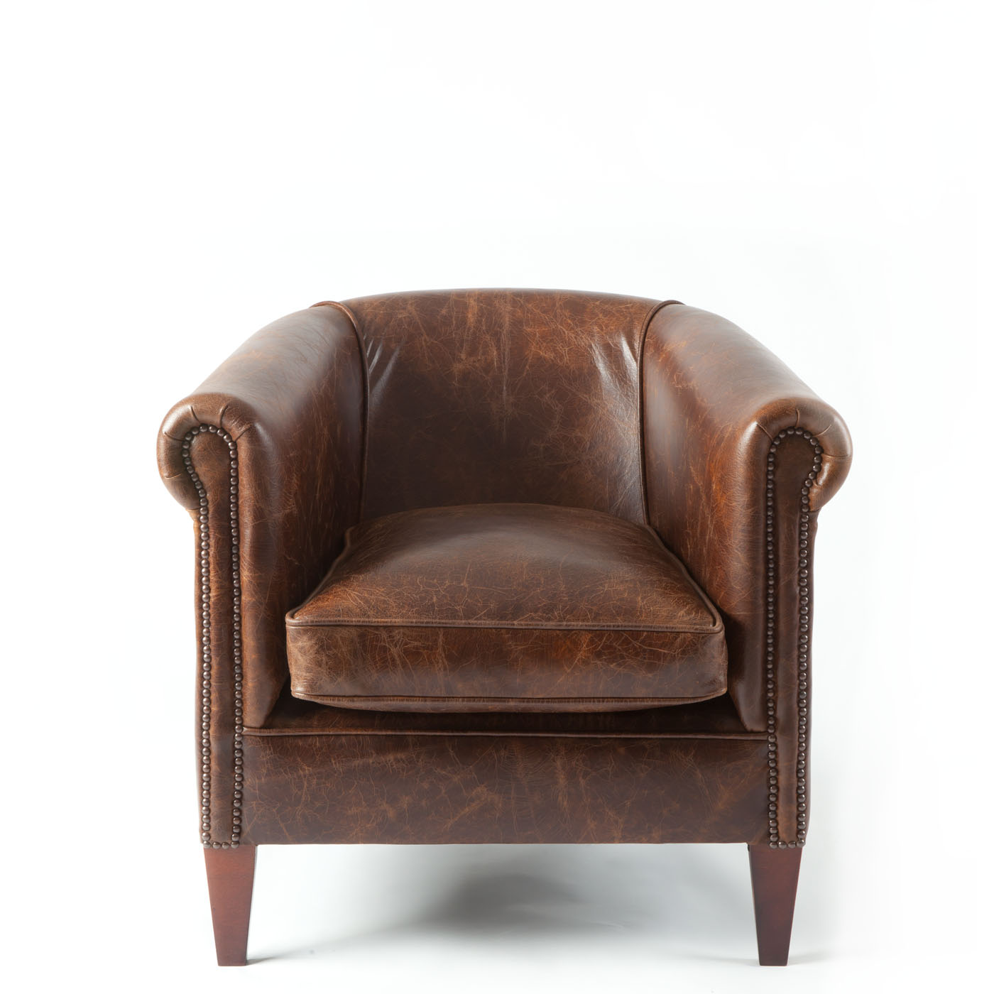 Brown Leather Tub Chair