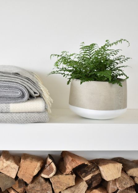 Large Concrete Pot - White