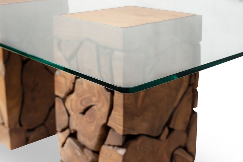 Teak Root Glass Dining Table 