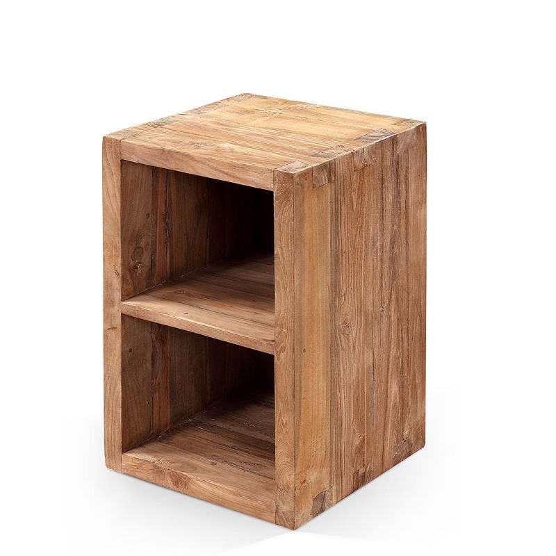 Teak Storage Cube With Shelf Raft, Wooden Cube Storage Uk