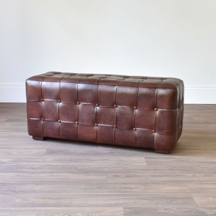 Leather Bench with Button - Outlet