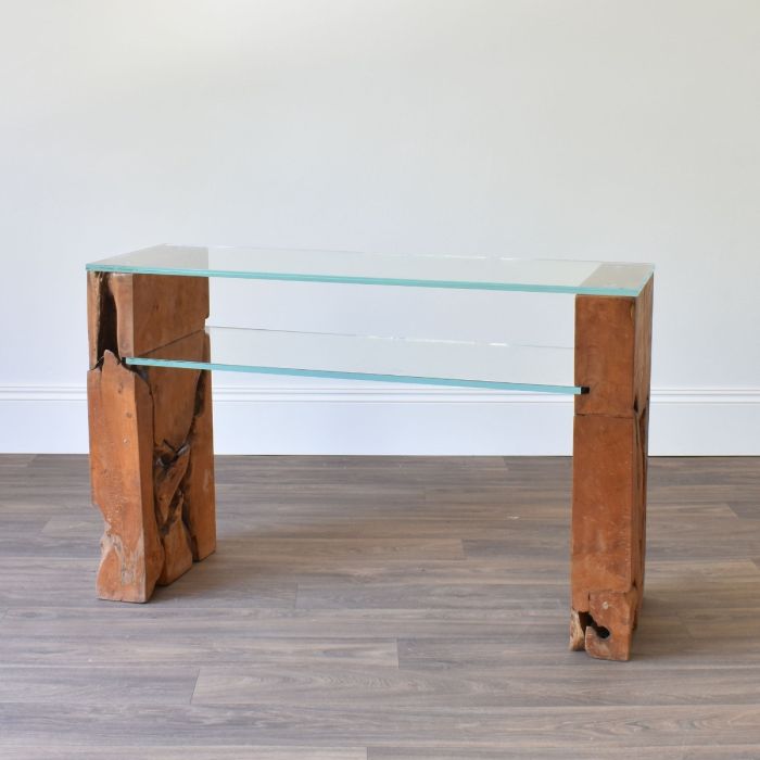 Teak Root Glass Console Table 002 - Outlet