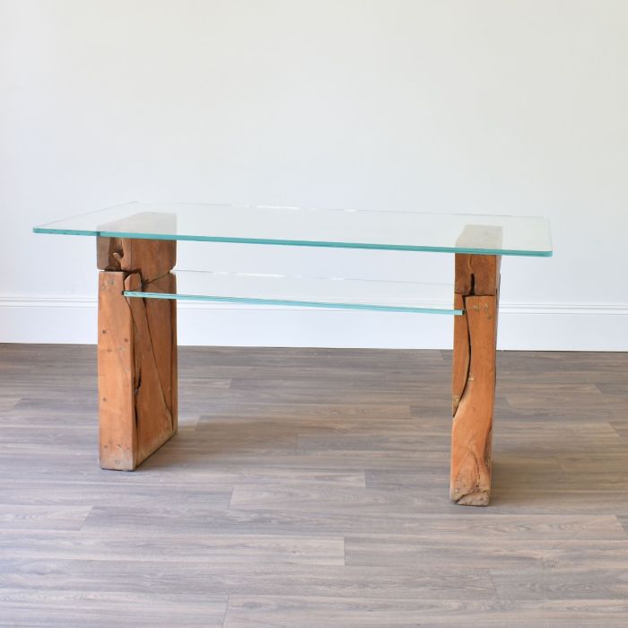 Teak Root Glass Desk - Outlet