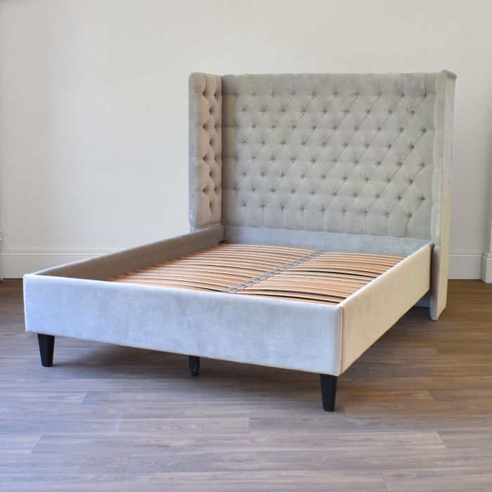 Montclair King Bed in Stain Resistant Velvet Smoke - Outlet