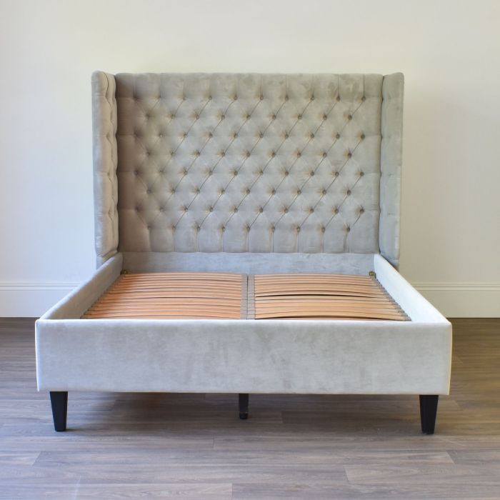 Montclair King Bed in Stain Resistant Velvet Smoke - Outlet