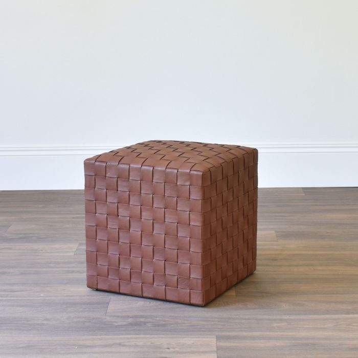 Woven Leather Footstool - Outlet