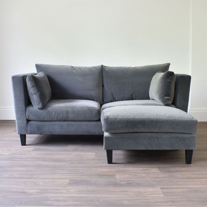 Madison 3.5 Seater Sofa in Stain Resistant Velvet Graphite with Footstool - Outlet